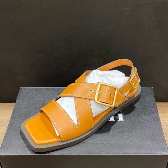 Coach Archival Cognac Leather Sandals Shoes Slide Flats Pumps NEW - Picture 1 of 4